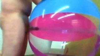 Big inflatable beach ball fuck cum inside