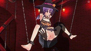 3D HENTAI BDSM Bound witch gets cunnilingus orgasm