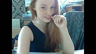 Amateur cute light haired girlie tickled her own sweet juicy pussy