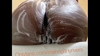 Cleaning my soapy body and ass and spreading it wide open. - I spanked my ass too lol