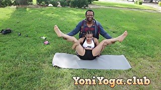 Hot Girl Does Downward Dog Pose Yoga