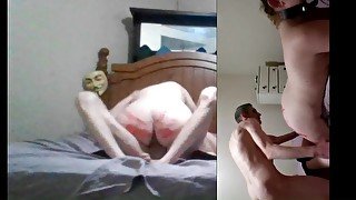 kinky homemade couple whip, spank & paint cumslut