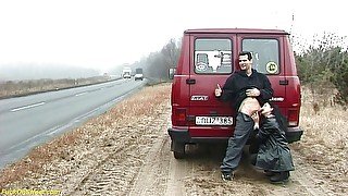 Crazy German couple fucking on street