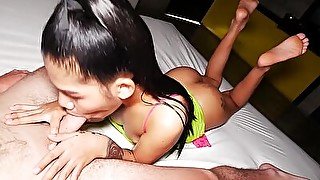 Petite amateur Thai teen amazing POV blowjob and great sex on camera