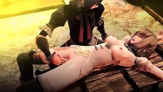 Tied up anime sex slave gets pussy licked on table