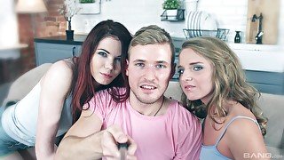 Erotic FFM threesome with slender babes Sofi & Tetti Dew Komi