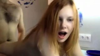 Cute Redhead Teen Fucked Doggystyle on the Hump Bus