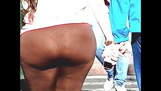 Fat ass BBW see through thong spandex