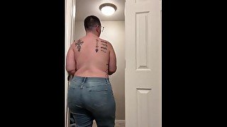 Sexy Plussize NonBianry Queer Undresses From Long Day