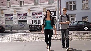 Poor cuckold watches his GF getting fucked for money