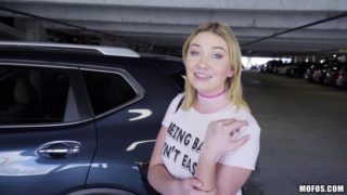 Blonde teen rides a ginger dick at the truck stop