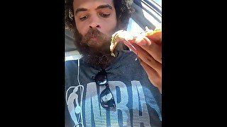 Hippeas Barbecue Snacks and WholeFood vegan Pizza with Rock Mercury