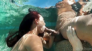 After swimming in pool lovely Aidra Fox sucks a delicious BBC