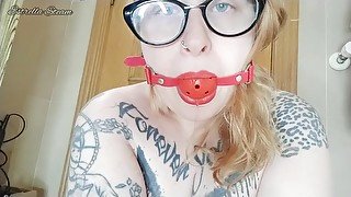 I put on a gag and drool a lot while looking at you