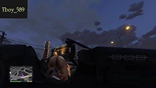 Recieving blowjob from the strippers ( Grand Theft Auto V)