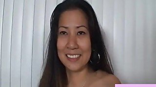 Horny thai brunette girl suck big white dick