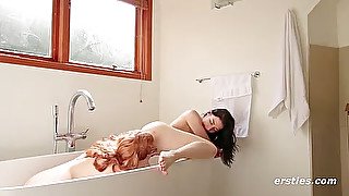 Hot Amateur Lesbians Take A Sexy Bath Together