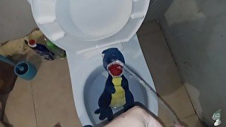 Blue dinosaur t-rex Peeing#1