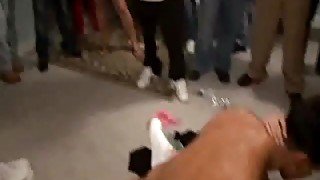 Frat party coed whore is fucked in missionary