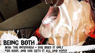 #30–The Interview – She does it only for cock. And she gets it all and more: A soaking cum-bath! – BeingBoth