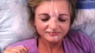 Sexy blonde MILF Heidi enjoys a facial cumshot