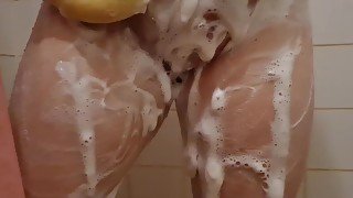 Curvy Asian HentaiFairyyy cumming from soapy shower masturbation