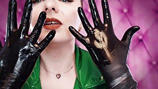 ASMR video: nitrile gloves and oil - fetish Glaminatrix Arya Grander - great relax sexy sounding POV