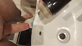 Fucking Fleshlight to orgasm blowing a big load