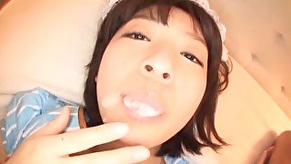 Sweet Japanese darling Onoue Wakaba moans with pleasure in the bed