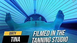 Secretly filmed in the tanning studio