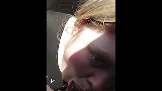 Blond teen suck black dick in car