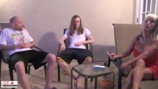 Honey experienced woman in a wild and wet group sex