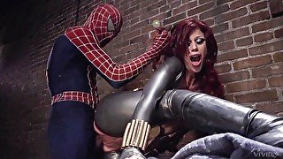 Spider man with a big dick fucked a redhead doll Brooklyn Lee