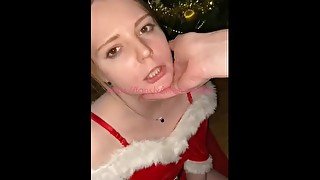 Submissive slut waiting under the christmas tree face slapping bj ass licking whore i am