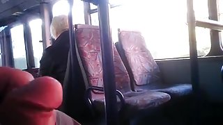 jerking for blonde mature woman on bus 3