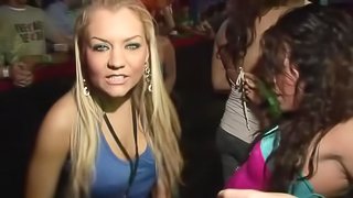 A few kinky chicks flash their twats and tits in a club