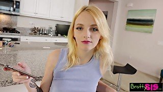 Petite naughty stepsister with charming eyes ends up having some hot fuck