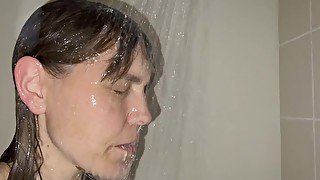 Wetlook - Wet T-shirt and knickers in the shower