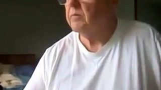 old man jerking his big dick