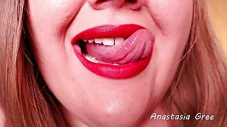 Passionate licking red lips - Red Lipstick