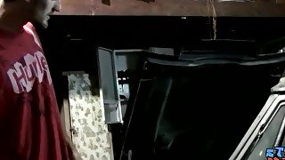 Straight American Duke Corvette masturbation in garage