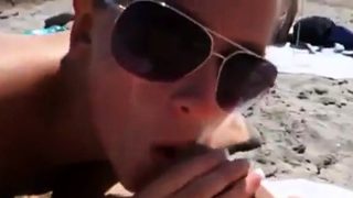 Blonde Girl Sucks Cock At The Beach In Presence Of People