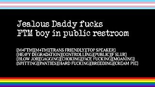 Jealous Daddy Fucks FTM Boy in Public Restroom