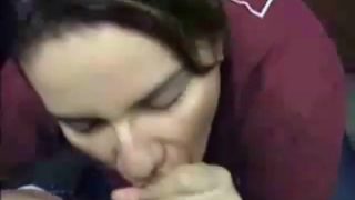 Horny sales clerk gives a blowjob and gets cummed