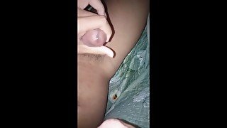 Beautiful Thai boy masturbates under the blanket and cum splash