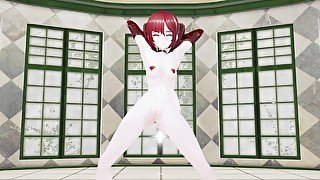 Genshin Impact Mona Nude Ghost Dance 3d Red Hair Color Edit Smixix