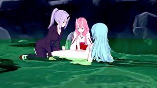 Shuna and Shion ambush Rimuru in the hot springs  The time I got reincarnated as a slime Parody