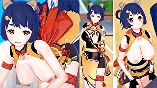 【エロゲーコイカツ！】原神 香菱（シャンリン）3DCG巨乳アニメ動画[Hentai Game Koikatsu! Genshin Xiangling (Anime 3DCG Video)]