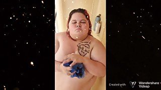 BBW gets all soapy in the shower