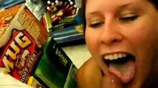 exciting, blowjob in supermarket